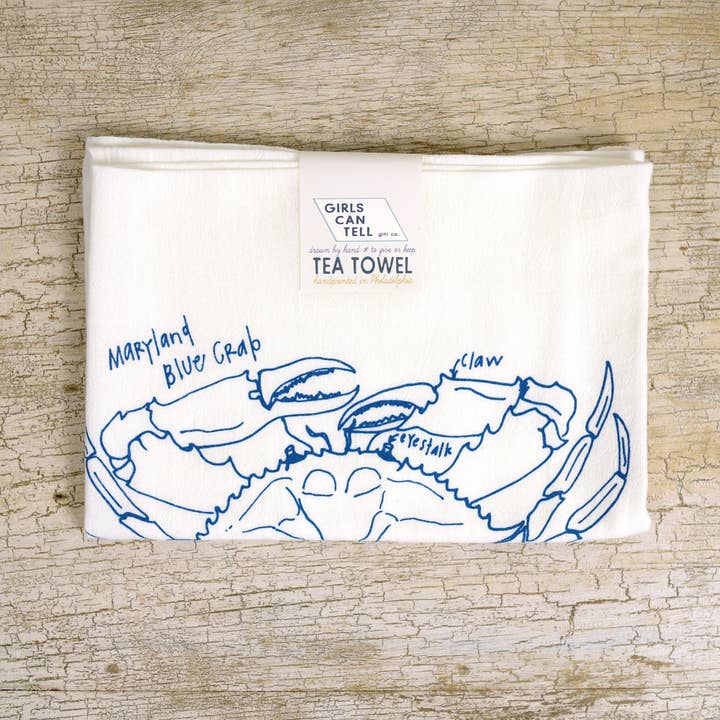 Maryland Blue Crab Tea Towel | kitchen | flour sack | dish for wholesale by Girls Can Tell