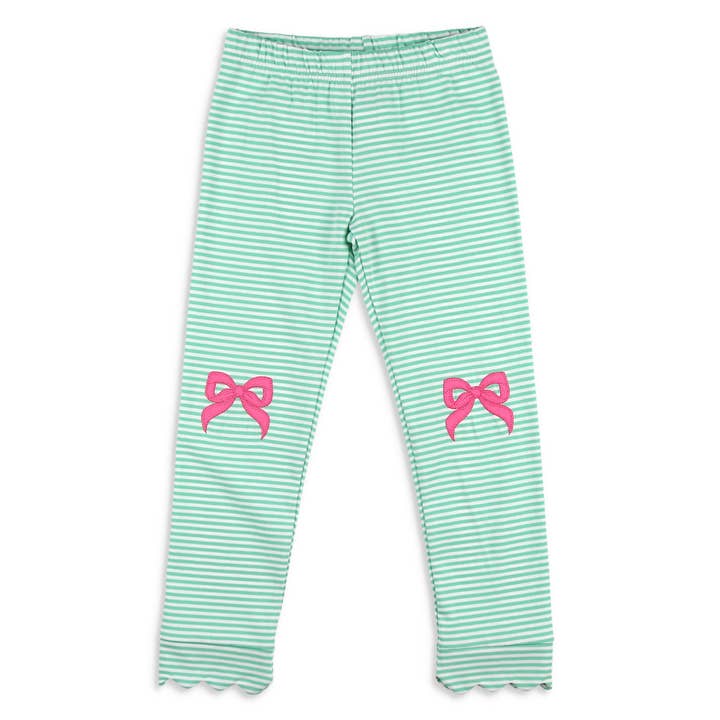Flickor Scallop Leggings - Grön Rand för wholesale av Shrimp and Grits Kids
