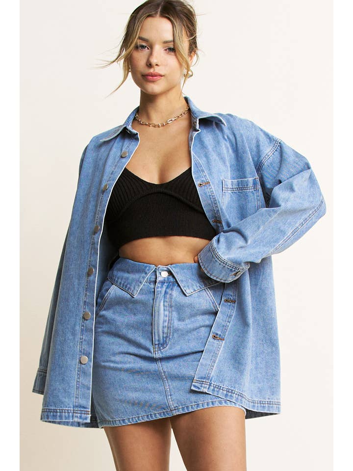 DENIM COOPER JACKET AND SKIRT SET - HQSET0087 for wholesale on Faire1