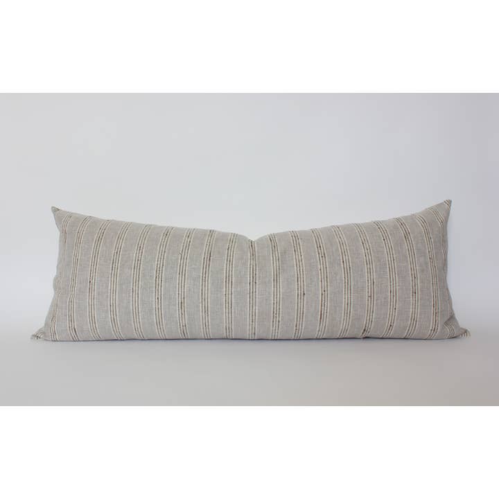 Textileish - Vente Housse de coussin - Housse de coussin lombaire à rayures neutres, coussin beige | Landyn 7