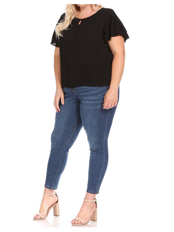 MOA COLLECTION - Wholesale Blouse - Women's - Women's Plus Size Short Sleeve Round Neck Blouse Top3