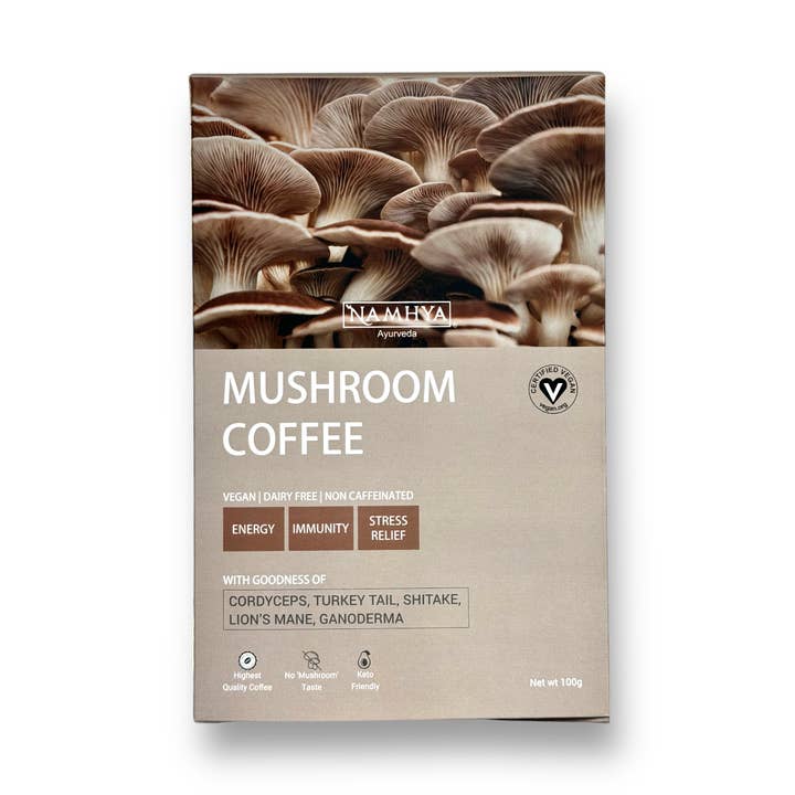 Café aux champignons | Crinière de lion, Reishi et plus | Énergie stimulante pour l'esprit, sans nervosité | Concentration - Immunité - Énergie pour la vente par Namhya Ayurveda