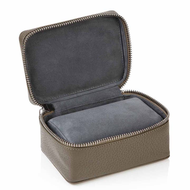 Olive Green Richmond Leather Two Watch Box for wholesale by David Hampton