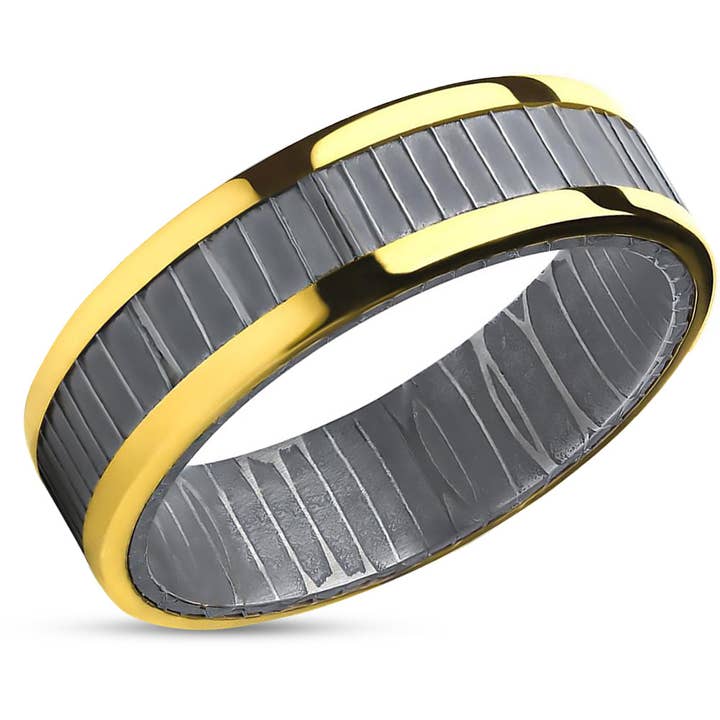 Fede nuziale Damasco - oro giallo 14 k - Fede nuziale Damasco - Anello fatto a mano per la vendita all'ingrosso da parte di Lucky Love Rings