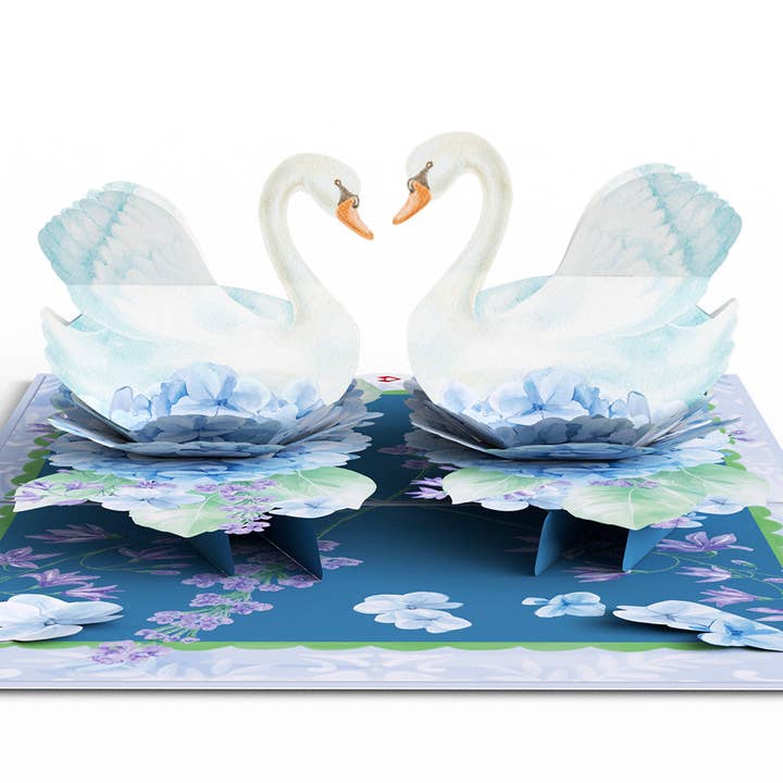 Always and Forever Swans Pop-Up Card 5x7" for wholesale by Lovepop Cards