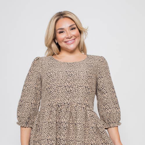 PLUS SIZE LEOPARD BABYDOLL DRESS for wholesale by Curve Market