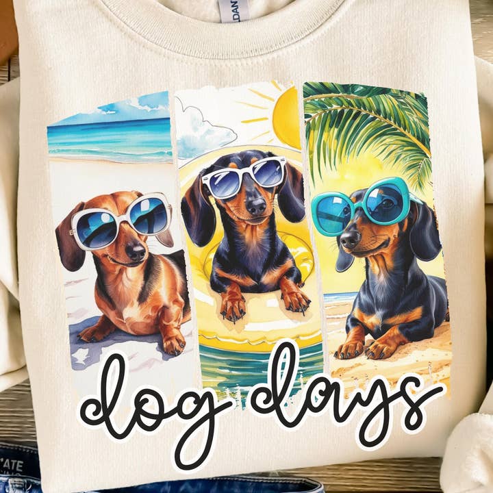 Hunddagar T-shirt, Retro Sommarvibbar Korvhund Sweatshirt för wholesale av NVC Ecommerce LLC