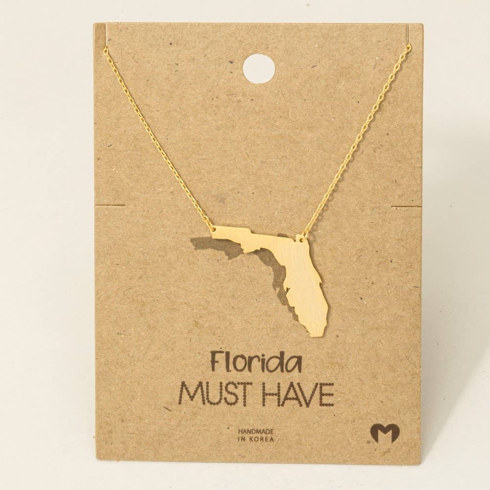 Fame Accessories - Wholesale Pendant/Charm Necklace - Florida State Pendant Necklace1