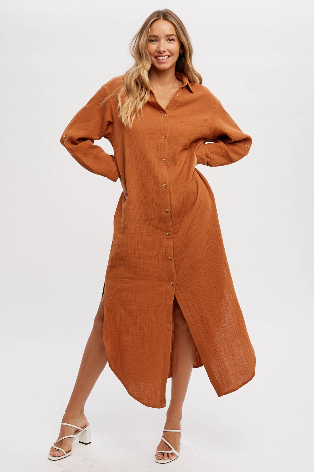 Bluivy - Wholesale Dress - Women's - BUTTON UP MAXI SHIRT DRESS WITH POCKET13