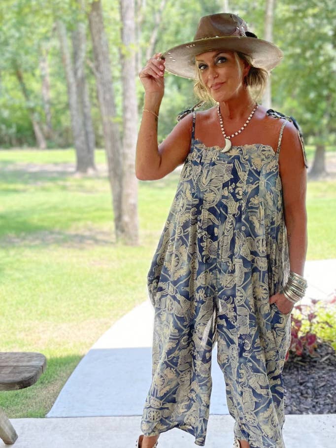 It's That Simple Romper - Sky Floral for wholesale by Jaded Gypsy