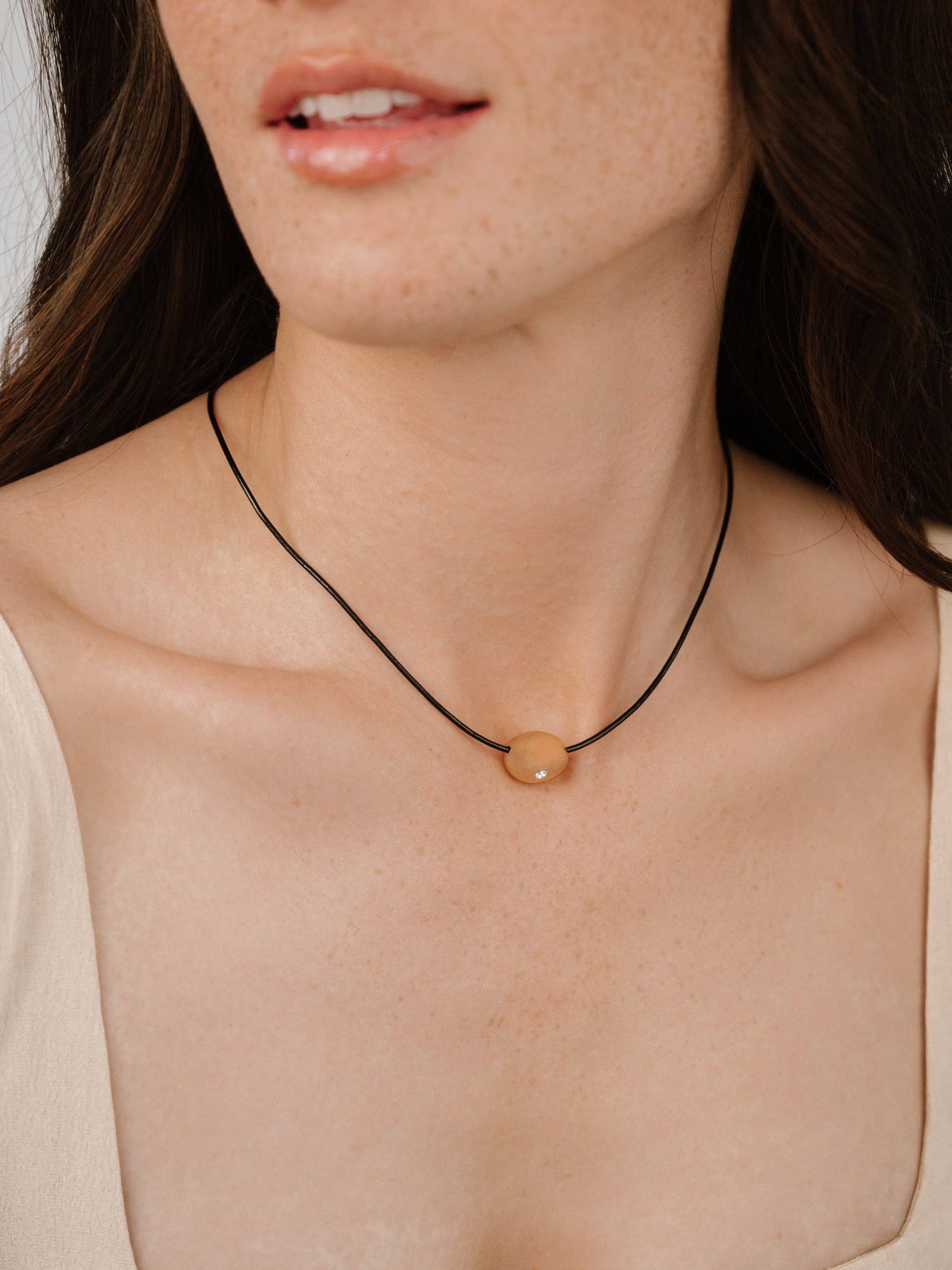 Ettika - Wholesale Pendant/Charm Necklace - Polished Pebble Leather Pendant Necklace5