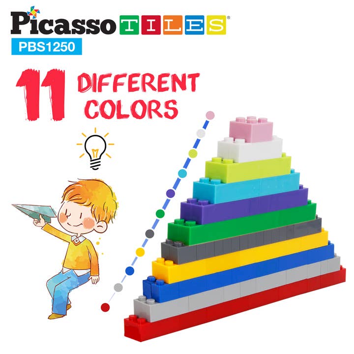 PicassoTiles - Wholesale Building Set - Kids - PicassoTiles 1250pc Brick & Magnetic Tile Building Set5
