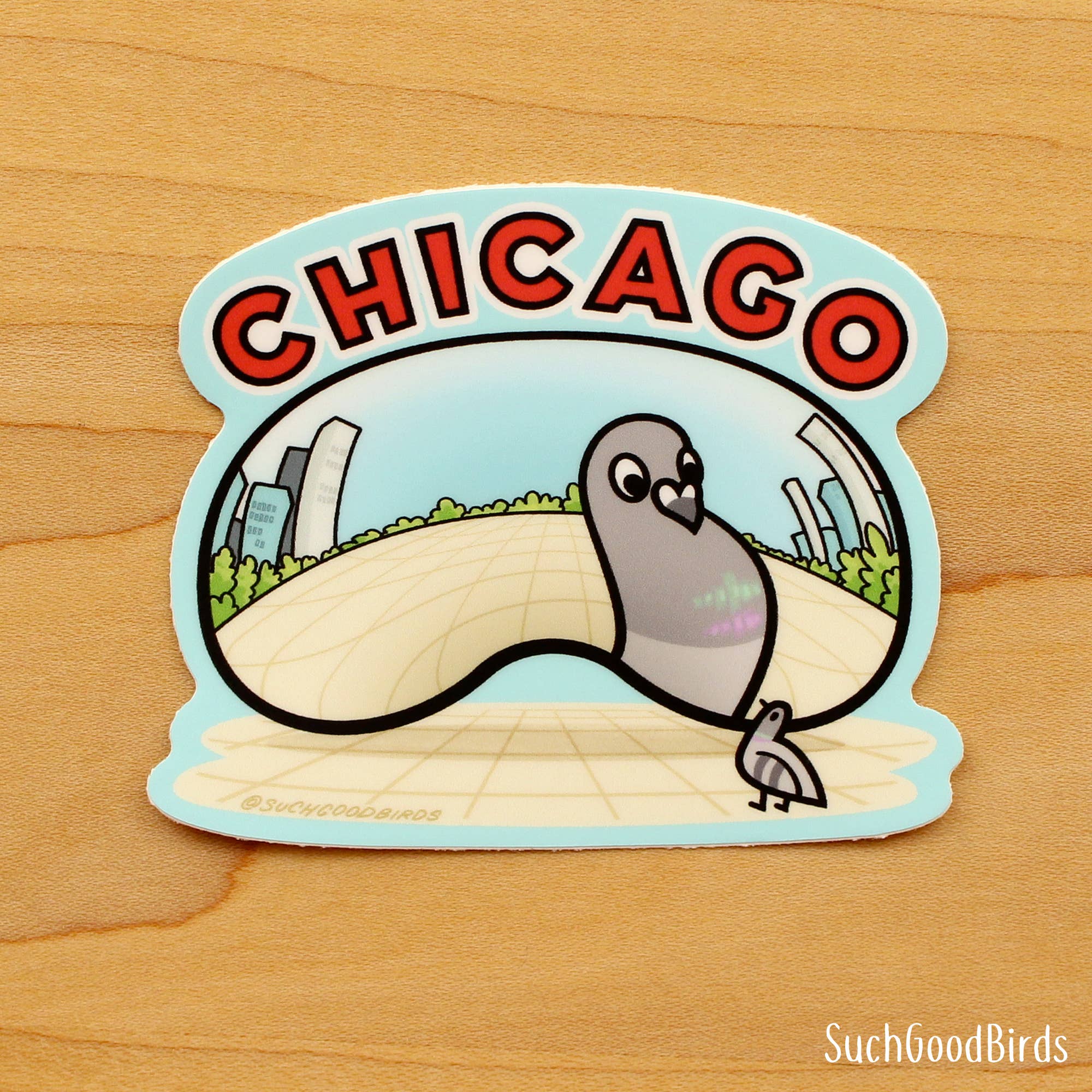 Such Good Birds - Wholesale Sticker - Chicago Bean - 3" Waterproof Vinyl Stickers Pigeon Souvenir1