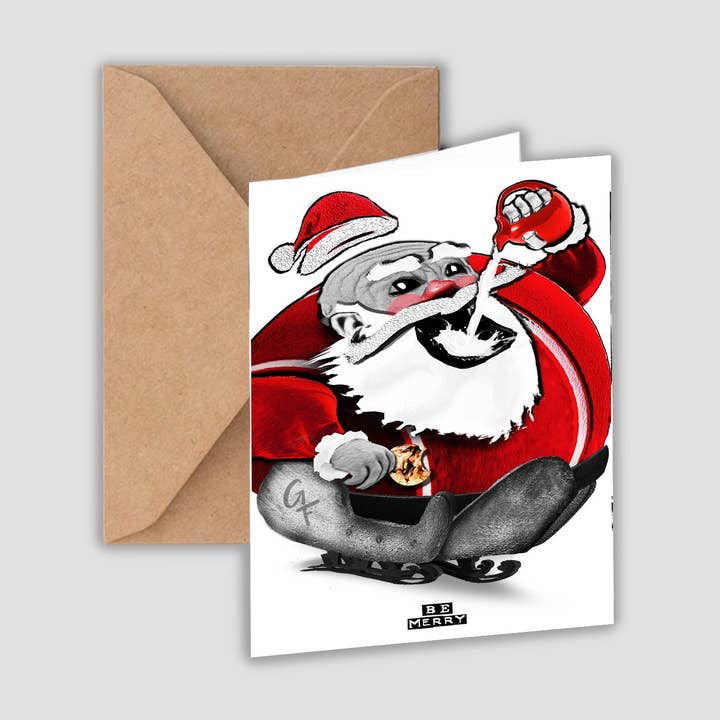 Papá Noel — Tarjeta de felicitación para venta al por mayor de Joy & Fury Art