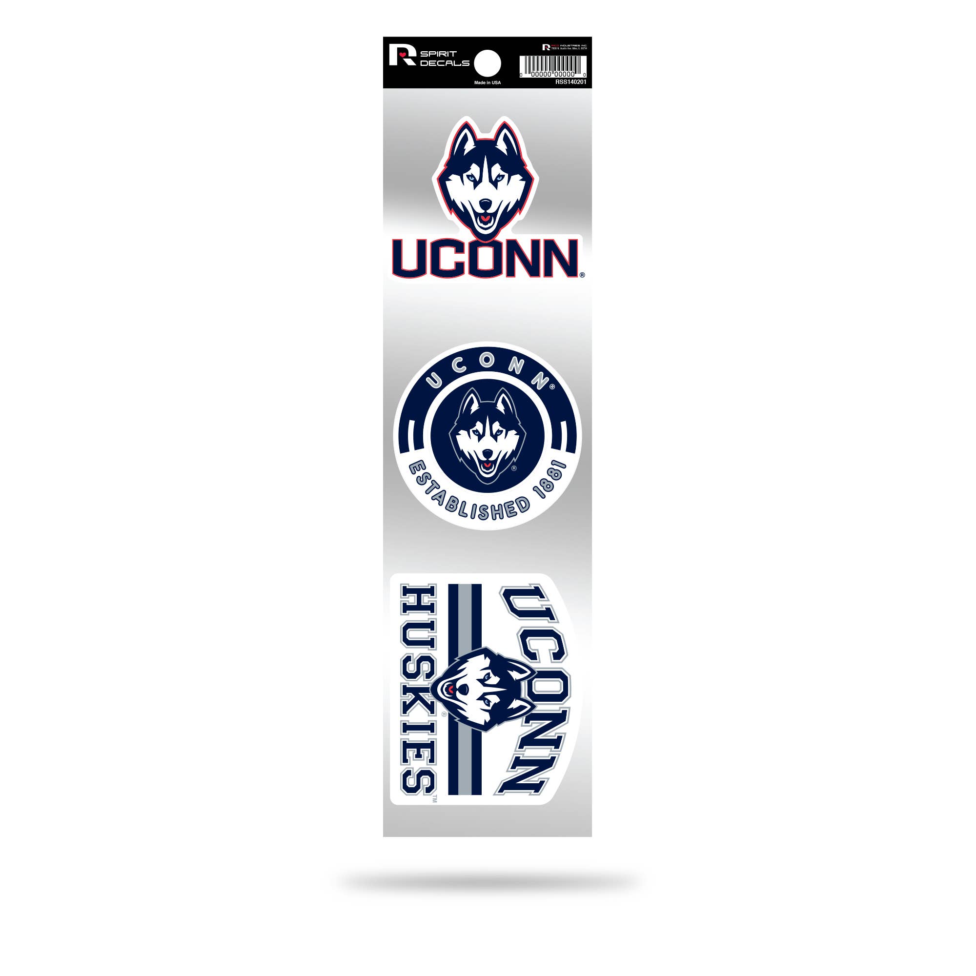 Rico Industries - Wholesale Sticker - NCAA  Connecticut Huskies 3-Piece Retro Spirit Decals0