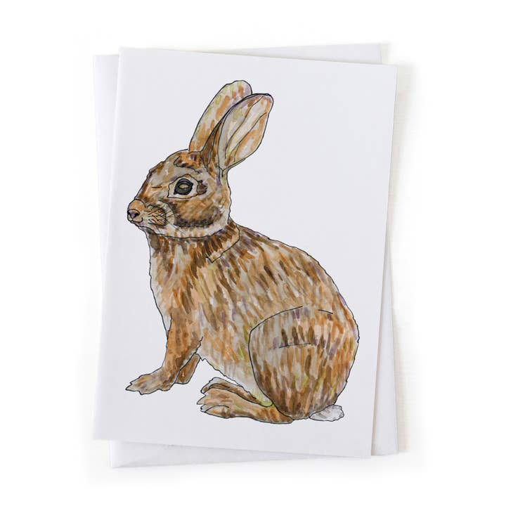 Eastern Cottontail Rabbit Woodland Animal 5x7 Card for wholesale by Wander & Gather