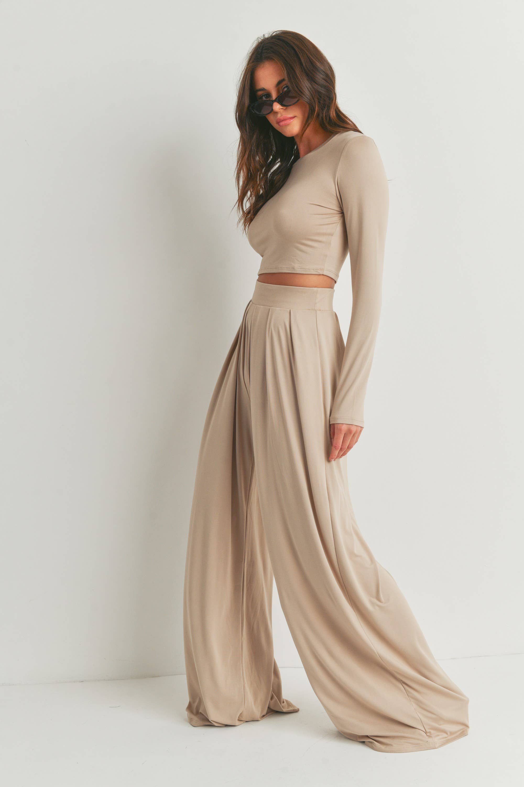 Peace Love Line - Wholesale Top & Pant Set (NOT Loungewear) - Women's - SLI3880 - LONG SLEEVES CROP TOP AND PANTS SET11