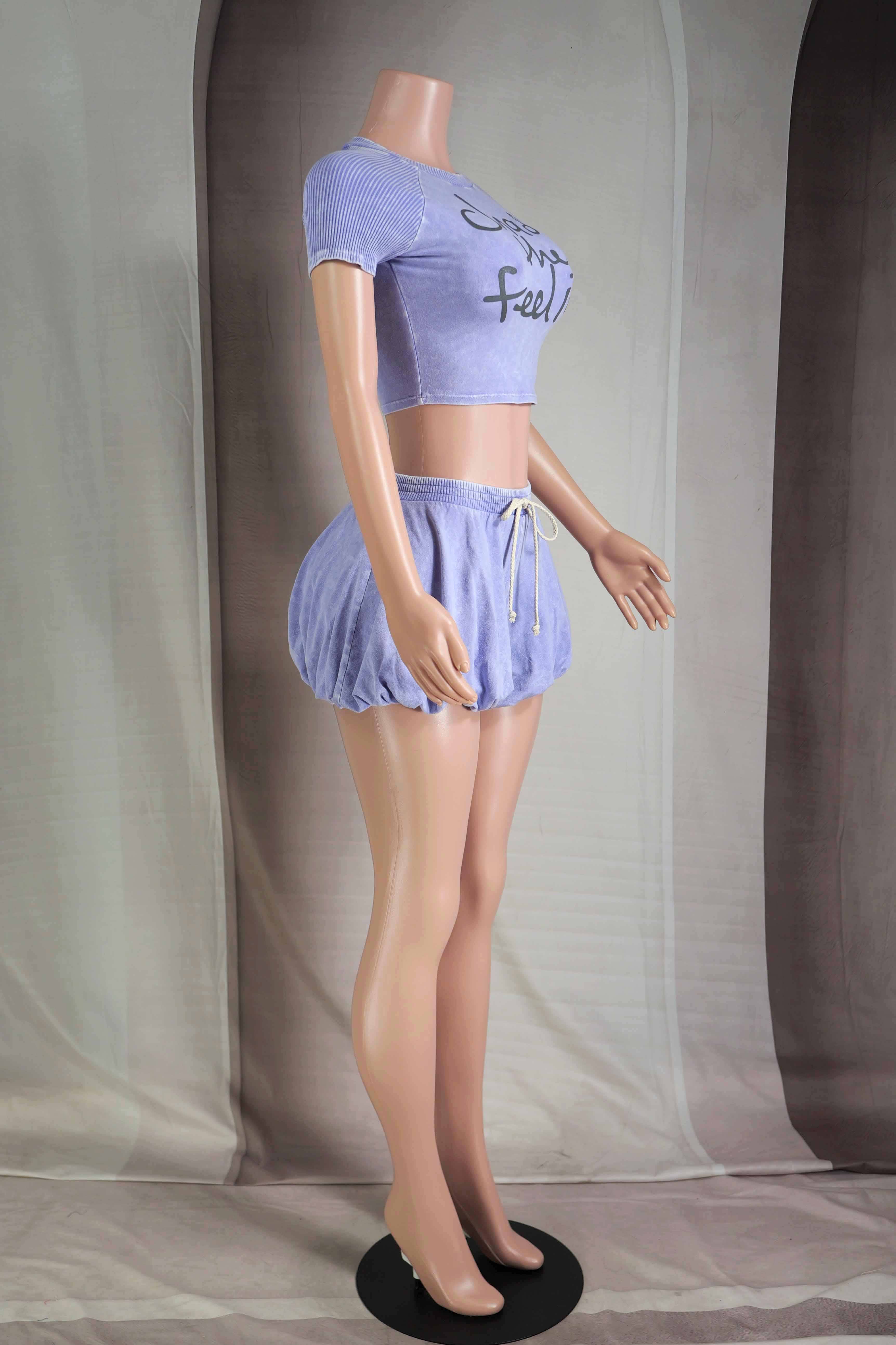 Dalia Studio - Wholesale Top & Pant Set (NOT Loungewear) - Women's - MINERAL WASH GRAPHIC TOP & BUBBLE SHORT SET1