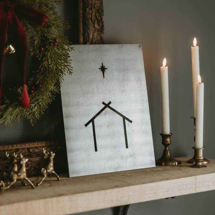 Keystone Steel Co. – wholesale Skylt – Julkrubba Julskylt Stål Väggdekor Skylt