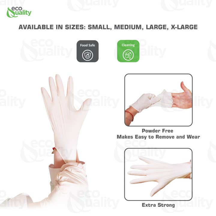 EcoQuality - Wholesale Cleaning Gloves - X Large Disposable Latex Gloves, Powder Free, Cooking Gloves2