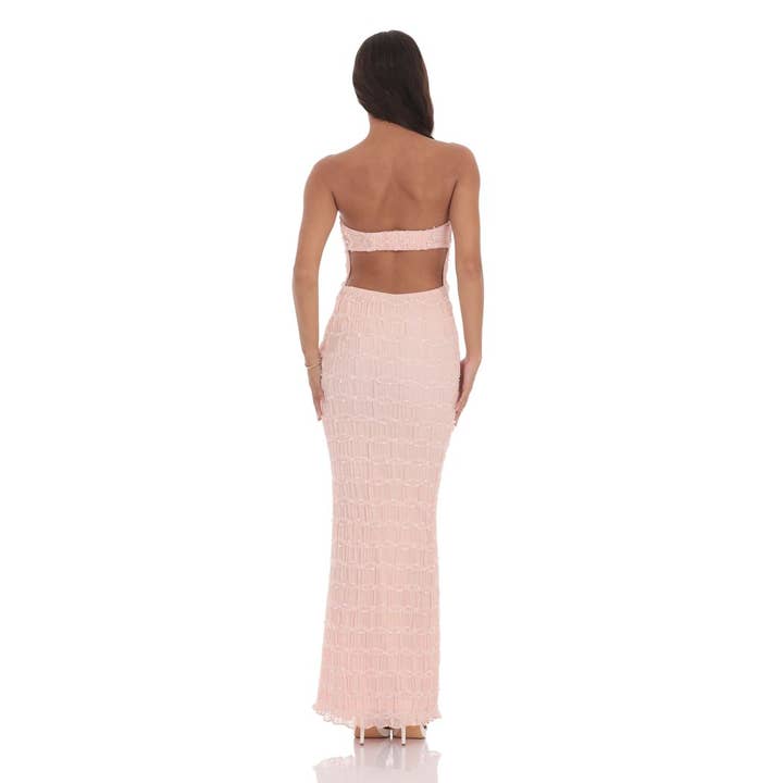 Lucy In The Sky - Wholesale Dress - Women's - Smocked Strapless Maxi Dress in Pink