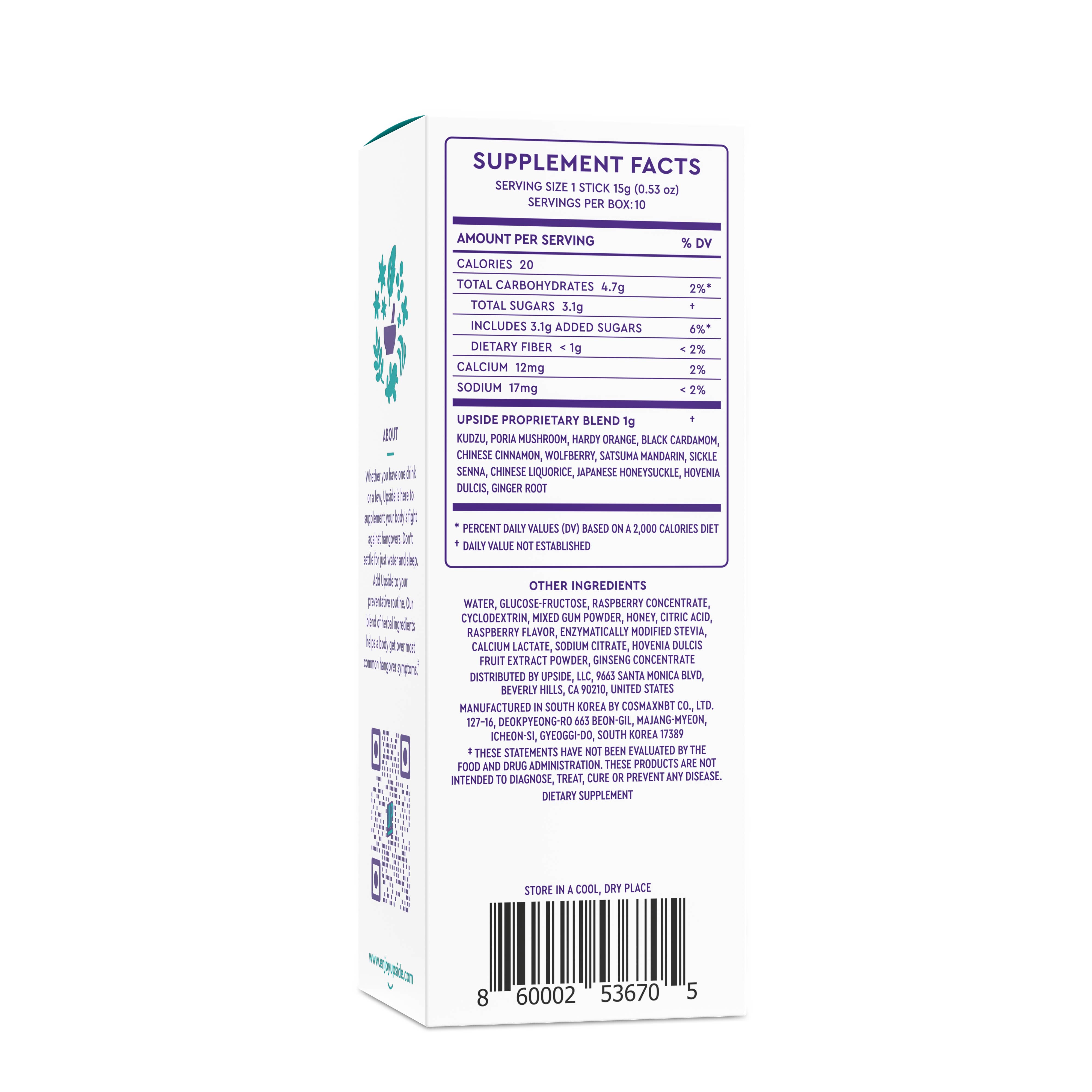 Upside - Before Alcohol Hangover Sticks – Großhandel Nahrungsergänzungsmittel/Vitamin zum Einnehmen – Upside Hangover-Sticks vor dem Trinken – Box (10 Stück)8