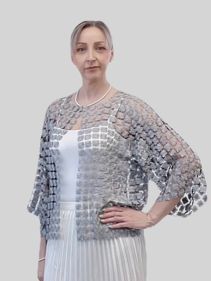 Casaco curto de renda (Cinza Prateado) por atacado de Ellyndale