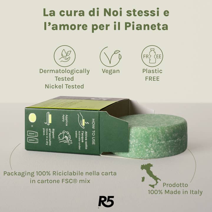 R5 - Wholesale Shampoo Puck/Solid Shampoo - R5 Moisturizing Solid Shampoo - Shampoo Bar - Made in Italy2