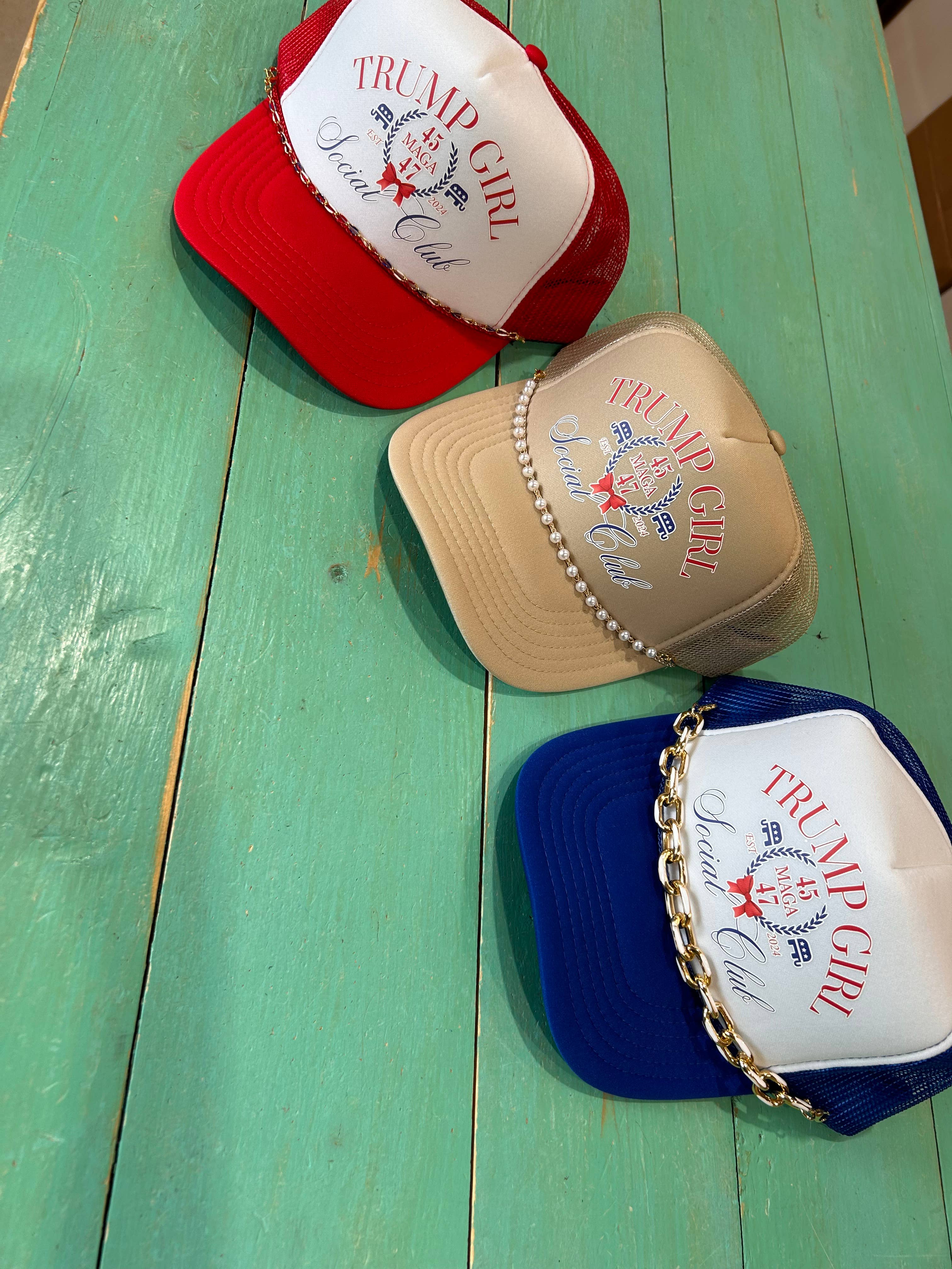 Vibes Hat Company - Wholesale Trucker Hat - Women's - Trump Girl Social Club Trucker Hat | 4th Of July Hats | USA 4