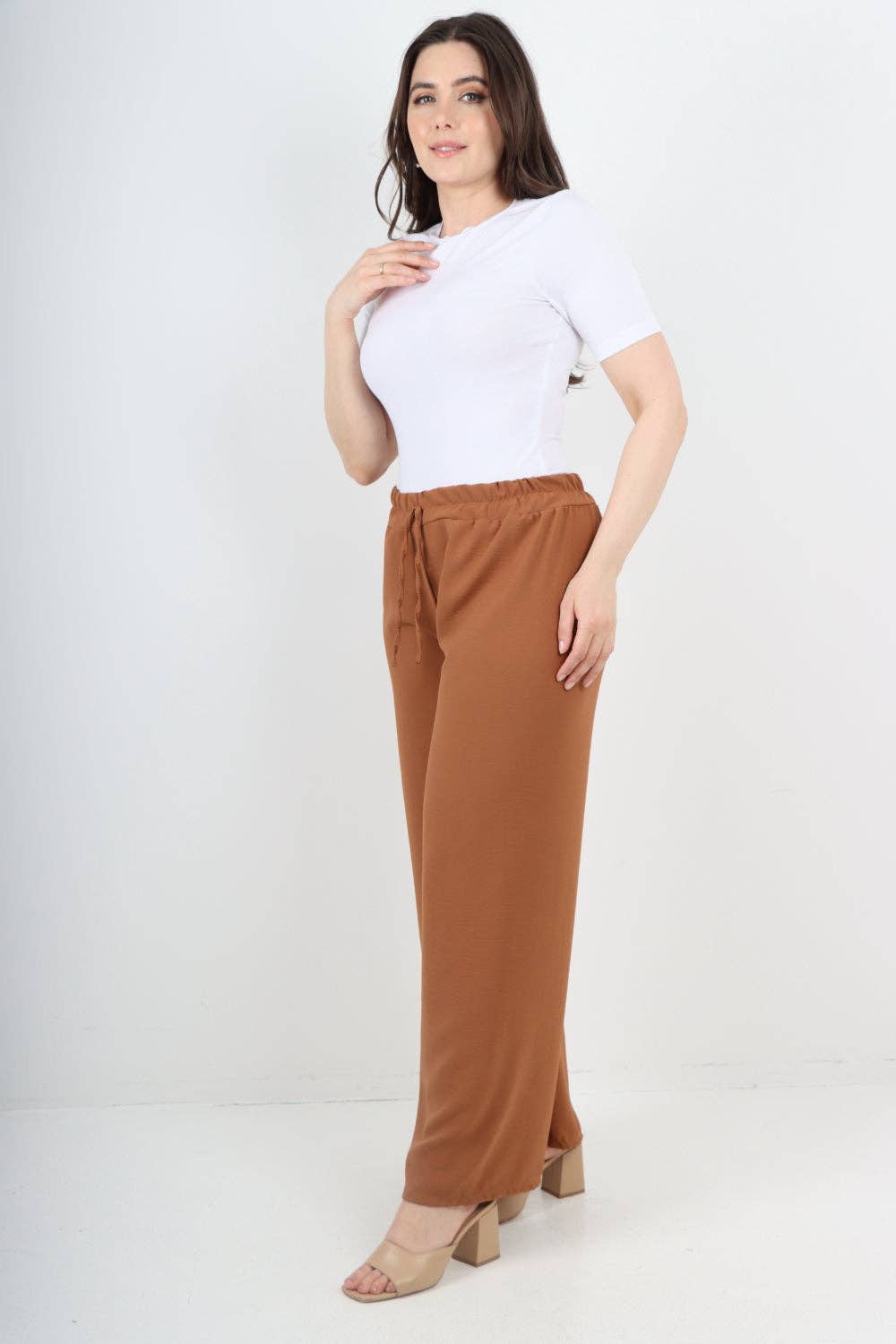 Miss Bold – wholesale Pants – Women's – Italian Elastic Waistband Drawstring Wide Leg Trousers51