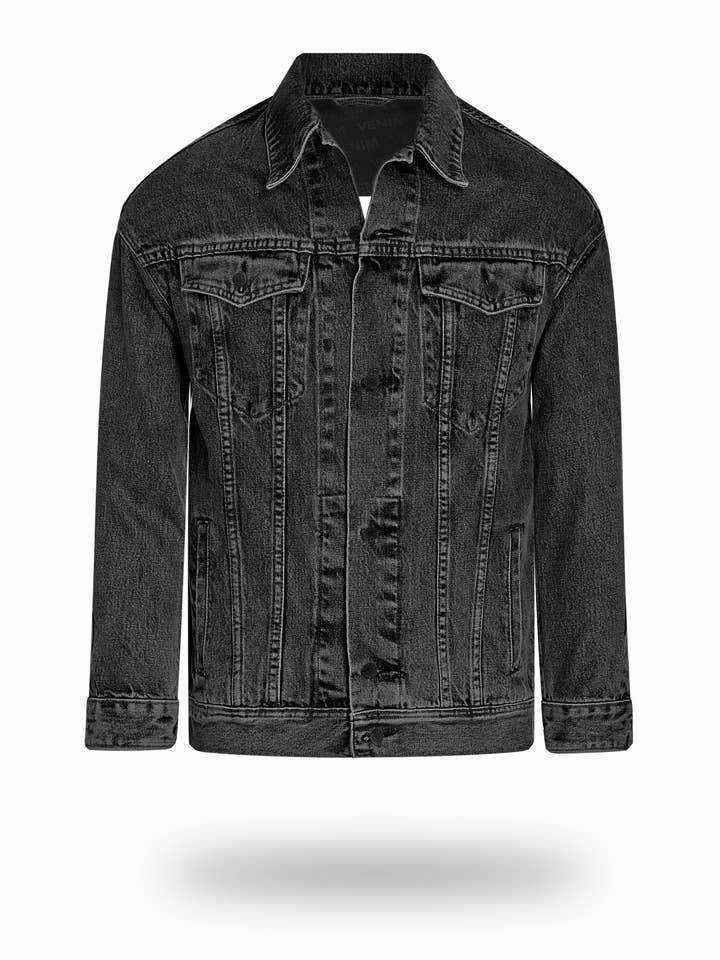 Longer Washed Black Denim Jacket for wholesale by VENIM