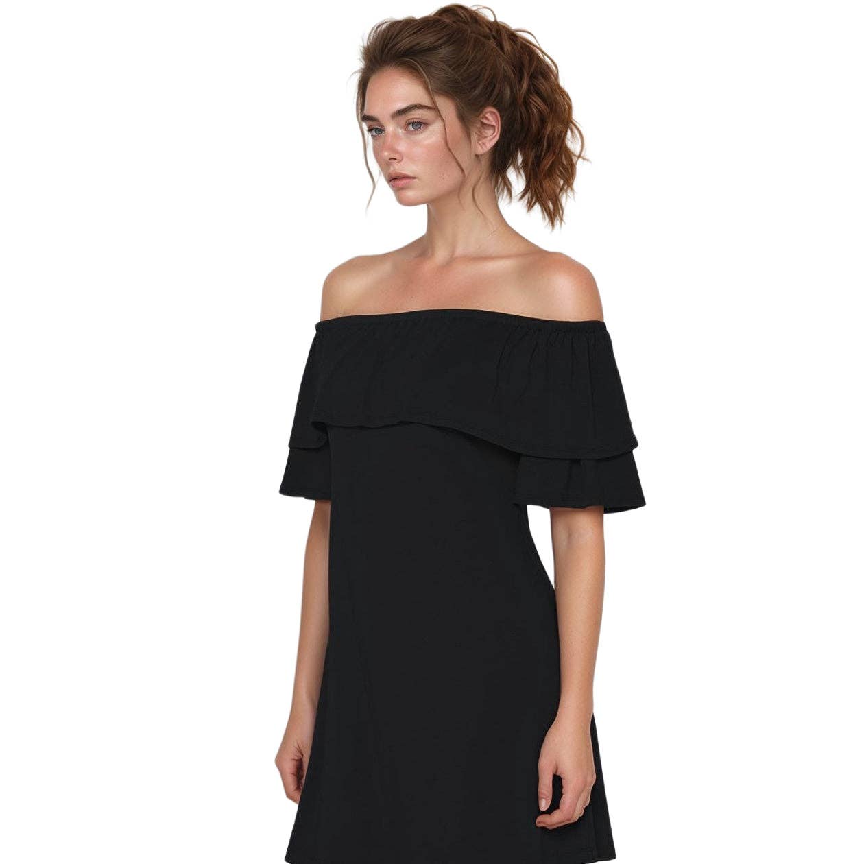 Robin K - Wholesale Dress - Women's - Women's Basic Off Shoulder Midi Dress2