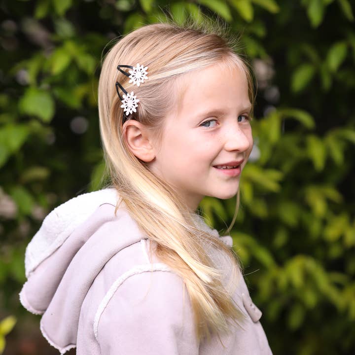 Snowflake Floral Snap Clip Pair for wholesale by Chotee