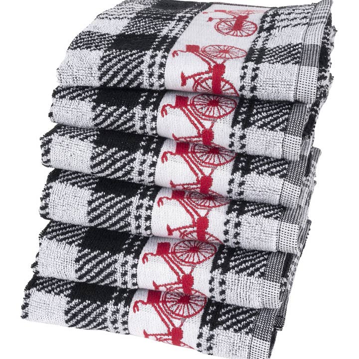 Twente Damask Kitchen Towel Set - 6 Pieces - Bicycle for wholesale by Twentse Damast
