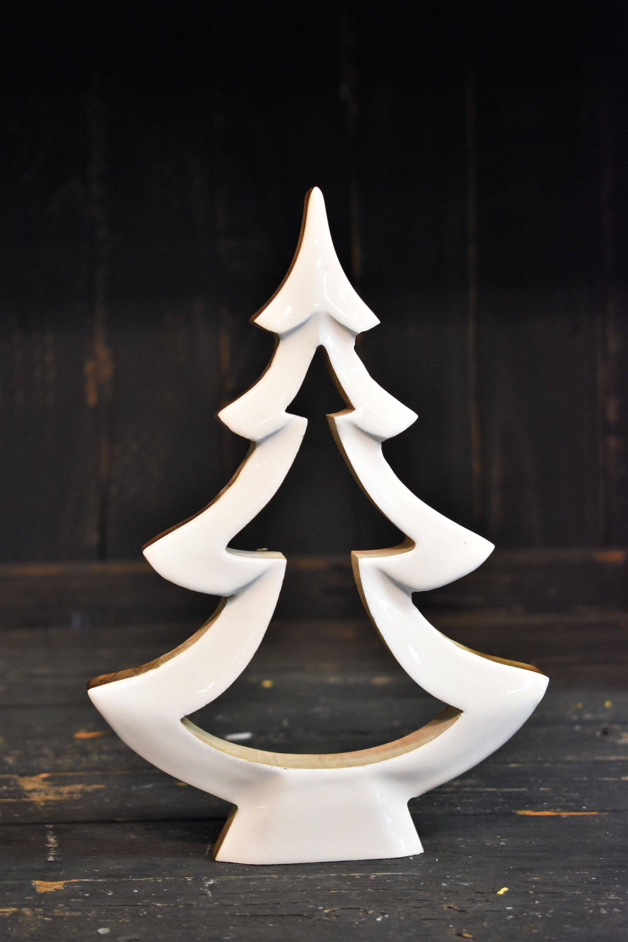 Wholesale Home Decor – Engroshandel Julepynt – Træ hule træ m/hvid emalje 9x12in2