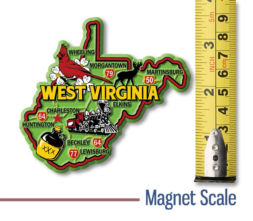 7 Star – Großhandel Magnete – Bunter Staatsmagnet von West Virginia, 3,7 x 3,4 Zoll, hergestellt in den USA1