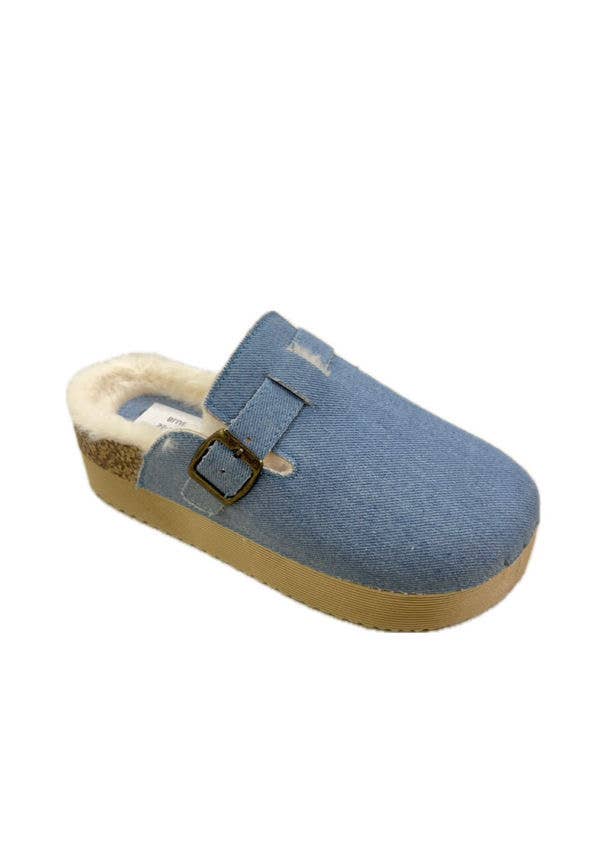Joia Paris - Vente Mules – femme - Mule compensée avec fourrure et boucle SS-2383