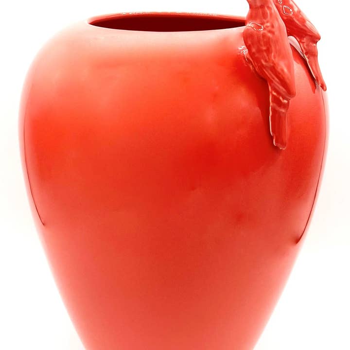 Big Oval Vase with Parrots for wholesale by Rebirth Ceramics