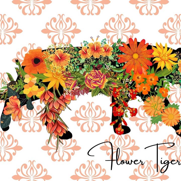 Tiger Postkort med Blomster for engroshandel hos Piles of Postcards