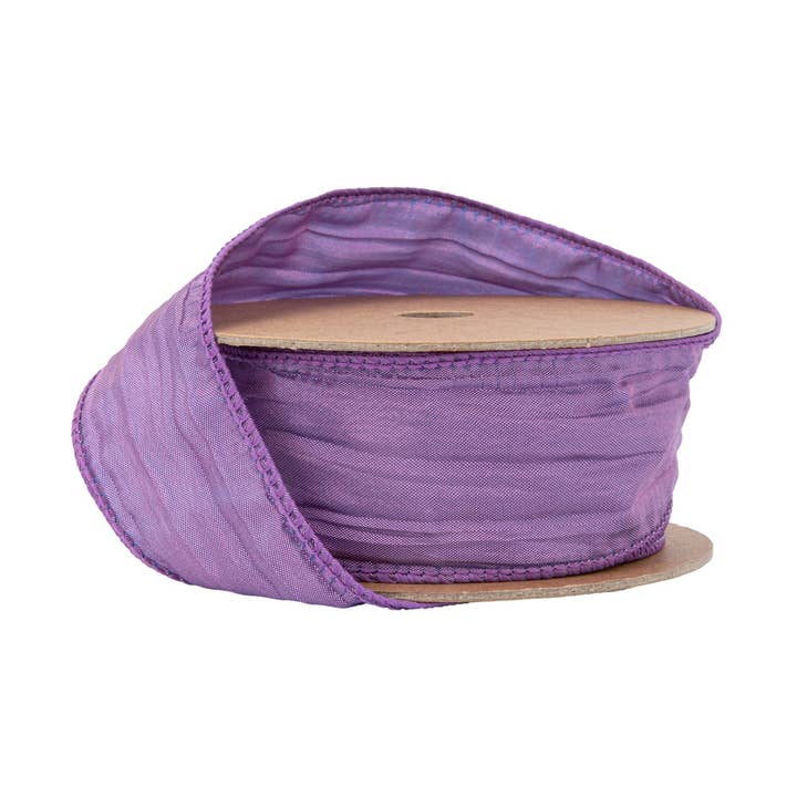 1 1/2" Trådband med skrynkel | Lila | 10 yards rulle för wholesale av LA Ribbons Wholesale