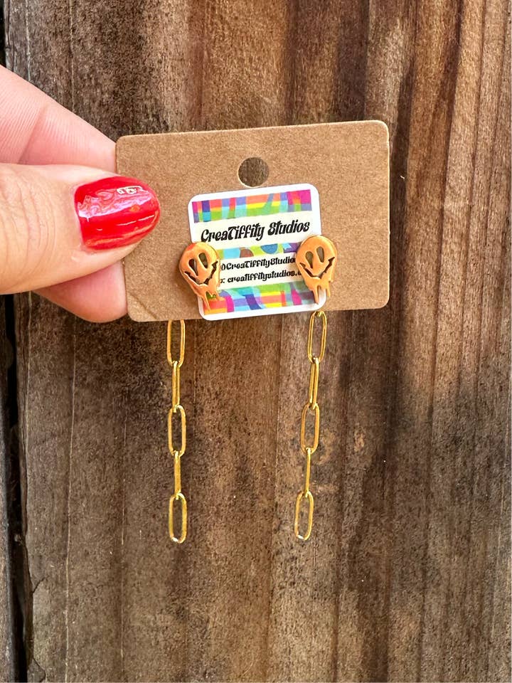 Brincos Melty Face com Pendentes (Ouro) por atacado de CreaTiffity Studios