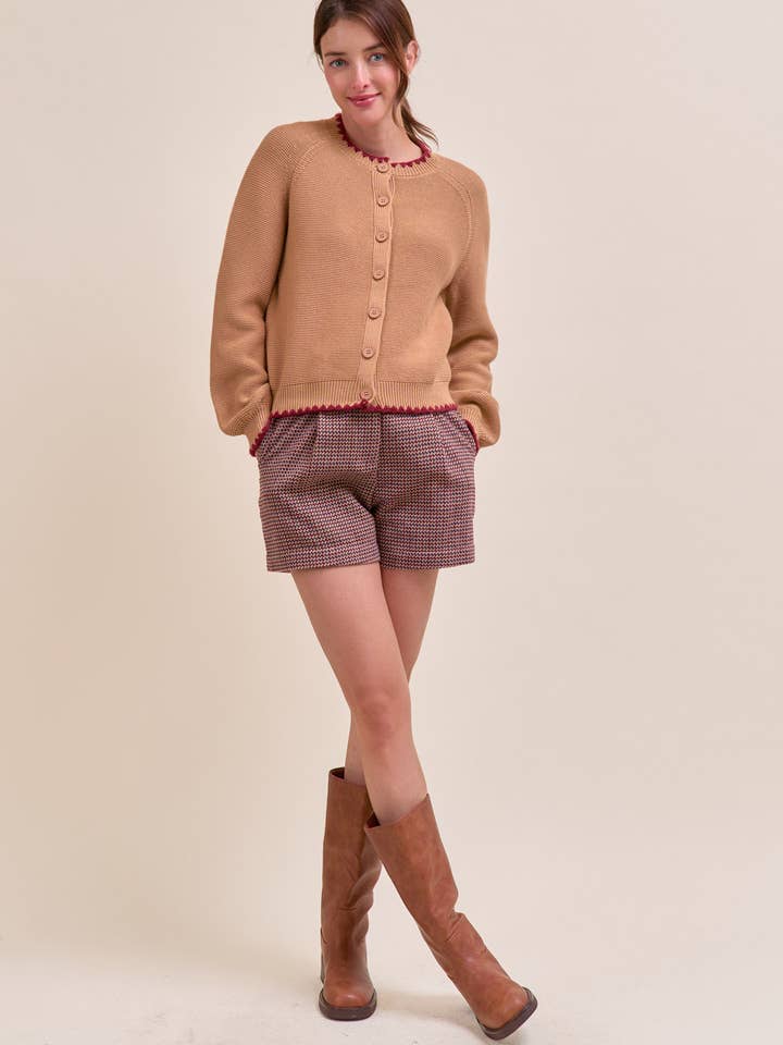 &MERCI - Wholesale Cardigan - Women's - SWEATER CARDIGAN WITH CONTRAST STITCH MSW1108435