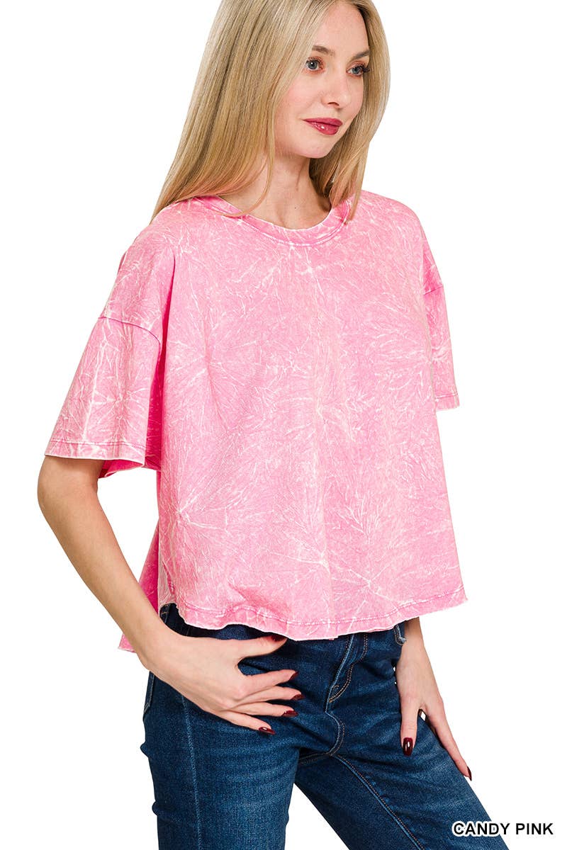 42POPS – wholesale T-shirt – women's – "._ SI-25351 Vintage Washed Short Sleeve Top As shown40