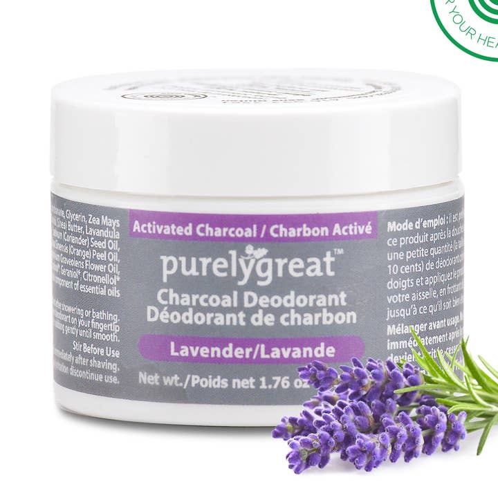 Purelygreat Charcoal Cream Deodorant - Lavender for wholesale by Purelygreat Natural Deodorants