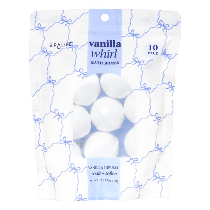 Vanilla Whirl 10-Pack Bath Bombs Vanilla Infused for wholesale by My Spa Life