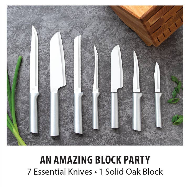 Rada Cutlery - Wholesale Knife Set - Silver Essential Oak Block Set