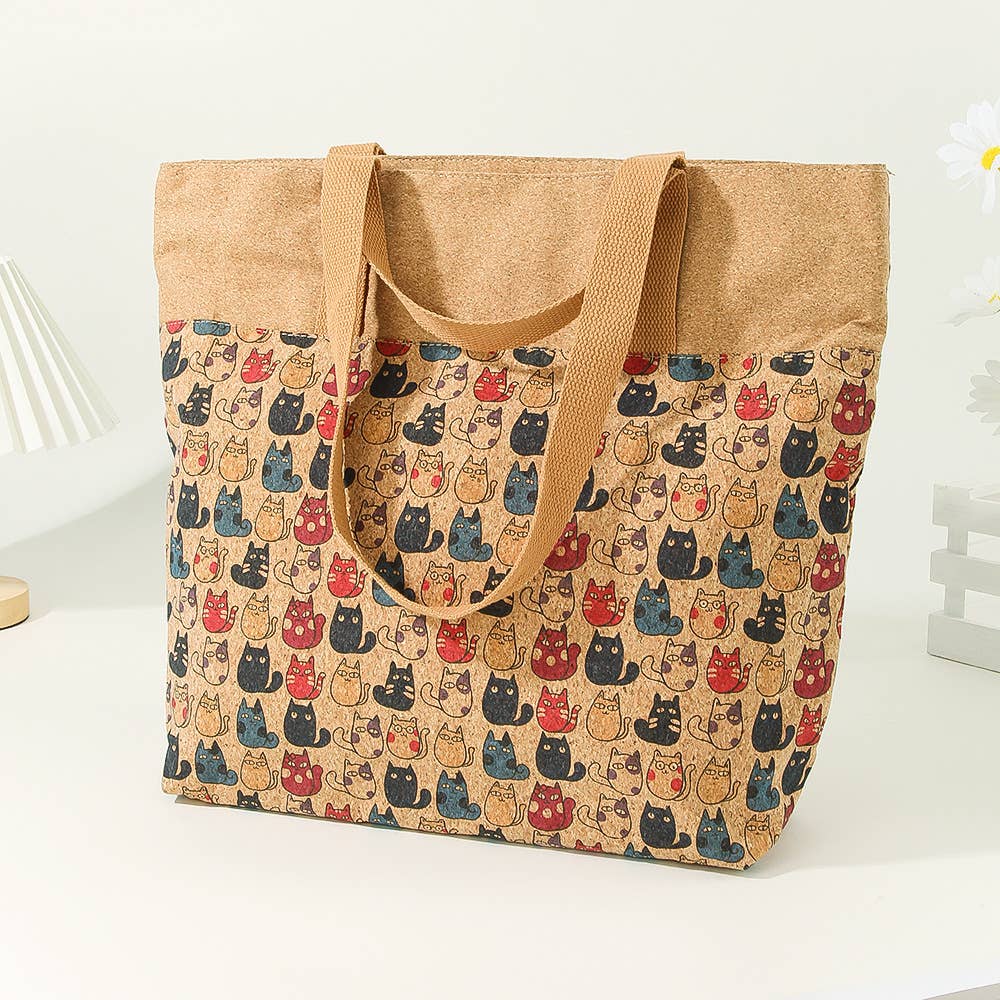 wandf - Wholesale Tote Bag - Women's - Printed Cork material Handbag Shoulder Bag Tote Bag1