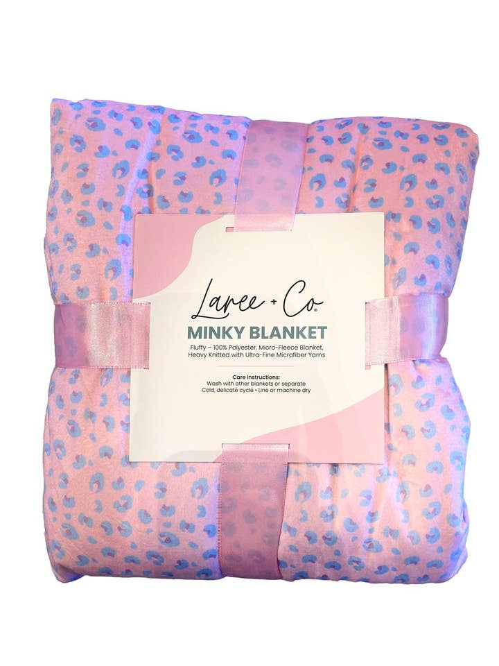 Laree + Co. - Wholesale Bedding Blanket - Kids & Baby - Lillian Leopard Luxe Cuddle Minky Blanket
