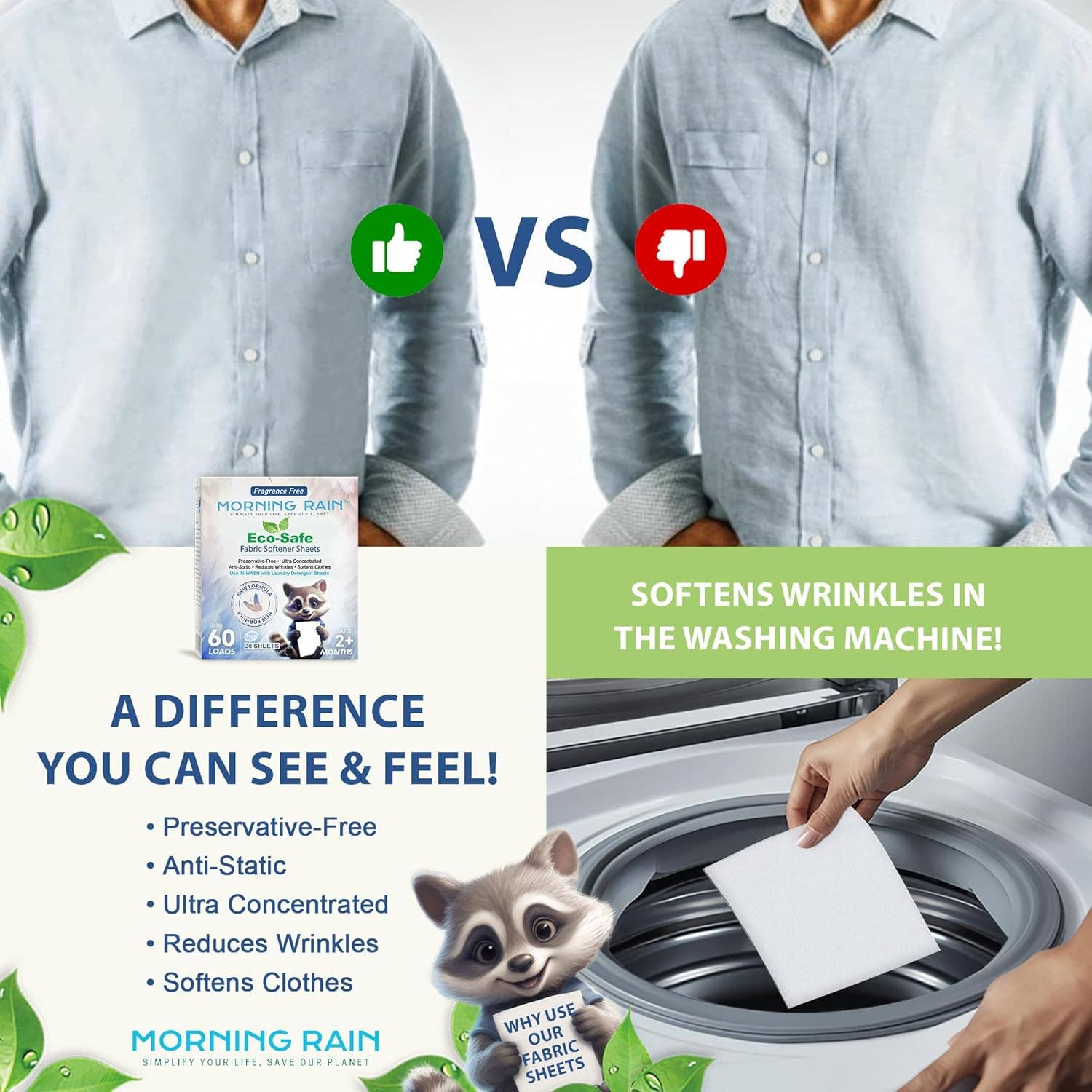 Morning Rain - Wholesale Fabric Softener - Softener Sheets New Formul Fragrance-Free 60 loads2