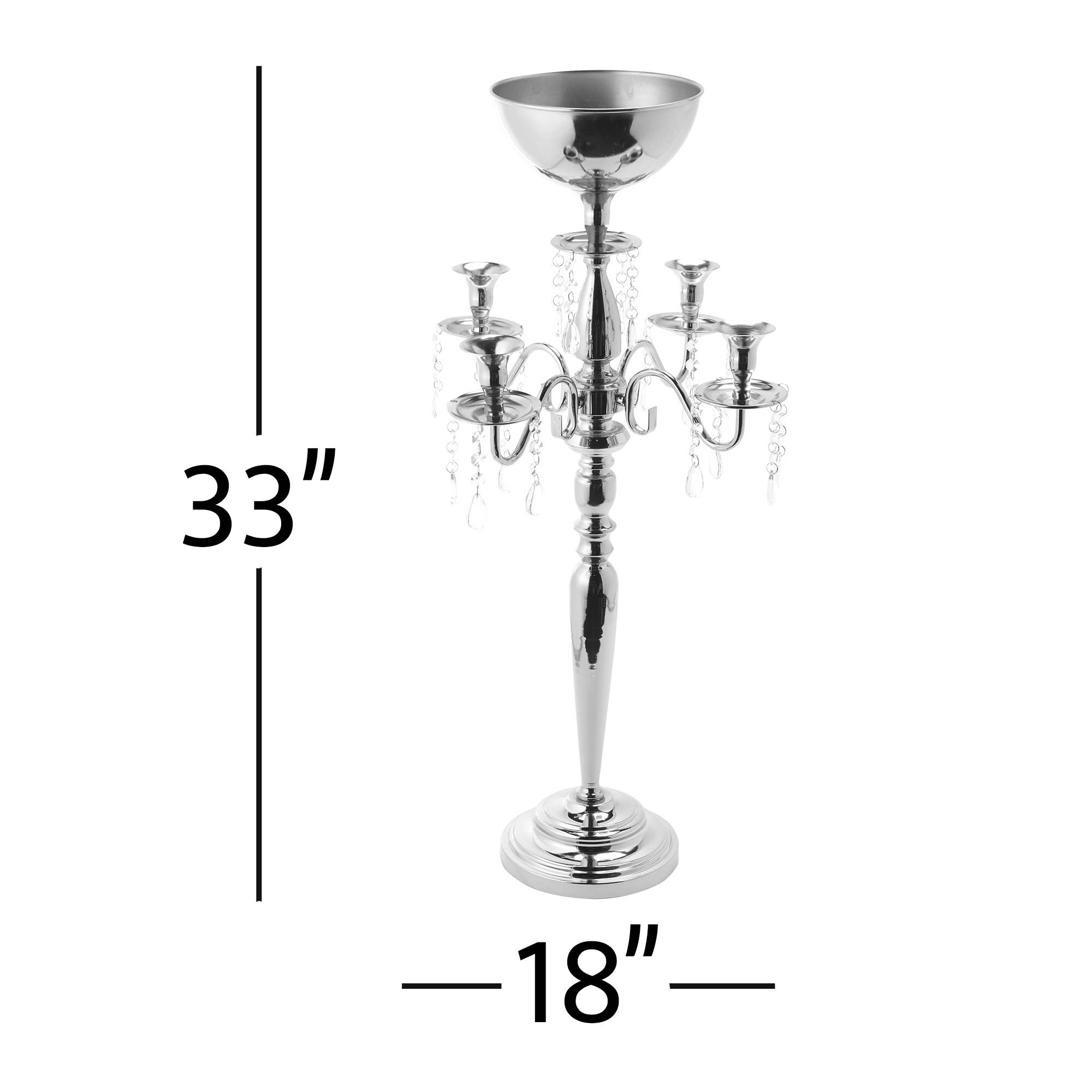 Classic Floral Candelabra 33" - Silver for wholesale on Faire1